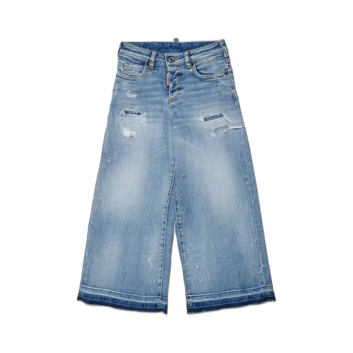 Dsquared2 Kids Page Wide-Leg Distressed Jeans