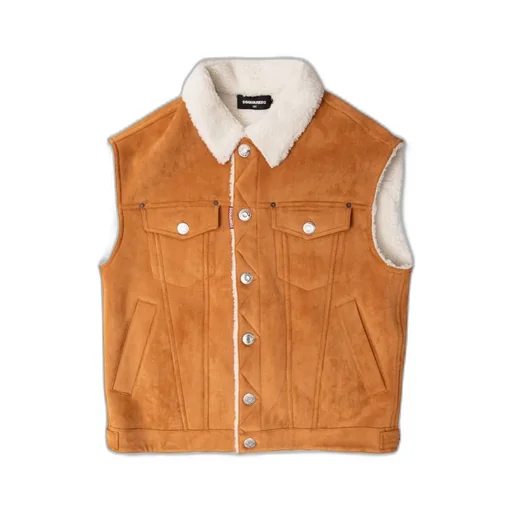 Dsquared2 Kids Logo Tag Faux Shearling Waistcoat