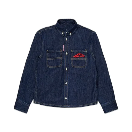 Dsquared2 Kids Icon Logo Embroidered Denim Shirt