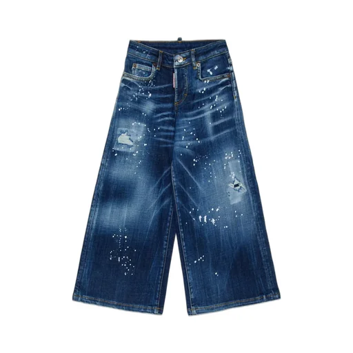 Dsquared2 Kids Distressed Wide-Leg Jeans