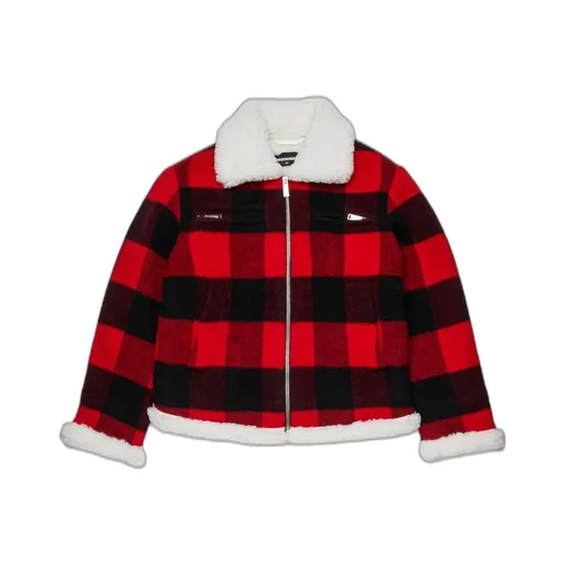 Dsquared2 Kids Plaid Shearling-Collar Jacket