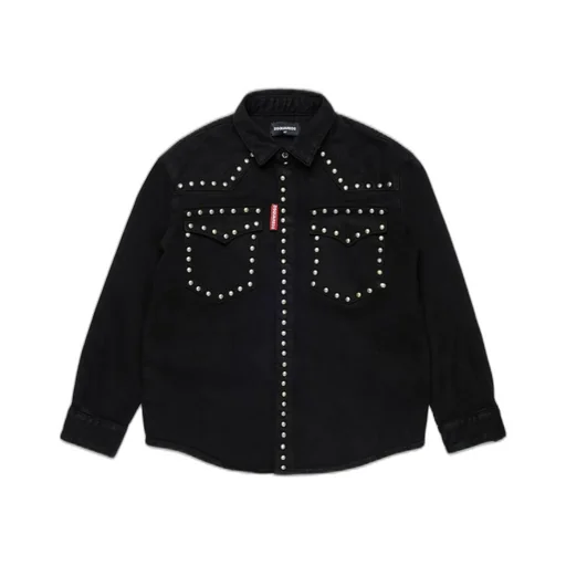 Dsquared2 Kids Logo Tag Stud Embellished Shirt