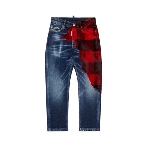 Dsquared2 Kids Plaid Printed Jeans