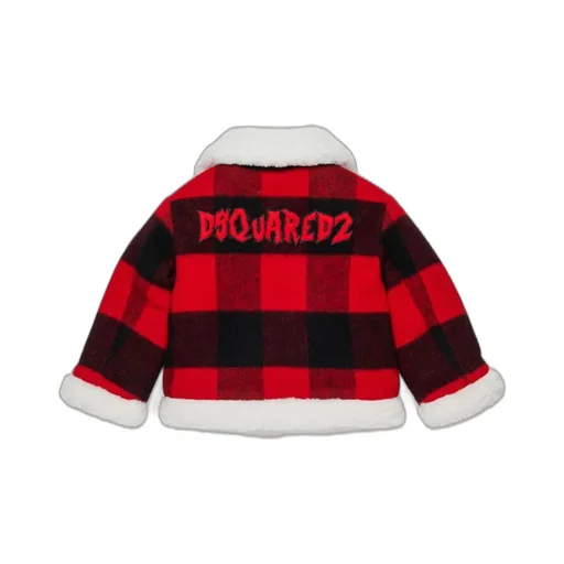 Dsquared2 Kids Plaid Shearling-Collar Jacket