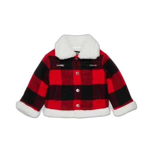 Dsquared2 Kids Plaid Shearling-Collar Jacket