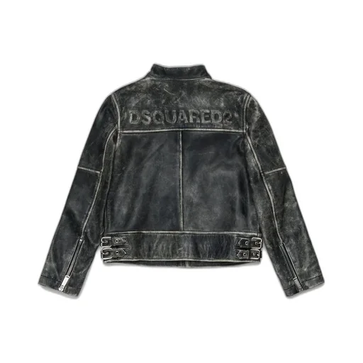 Dsquared2 Kids Vintage-Effect Leather Jacket