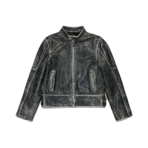 Dsquared2 Kids Vintage-Effect Leather Jacket