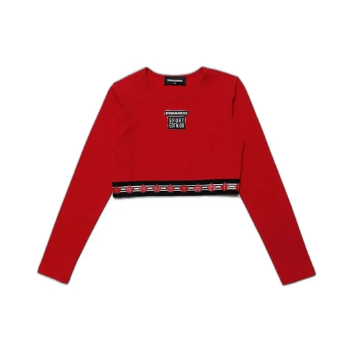 Dsquared2 Kids Logo Patch Crewneck Cropped Top