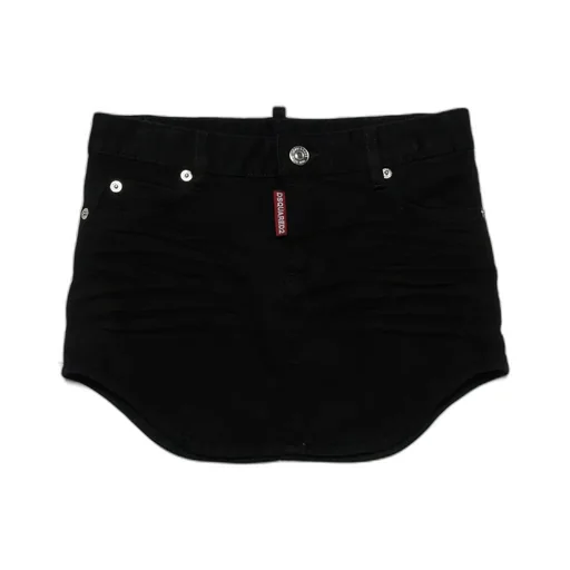Dsquared2 Kids Logo Printed Button Detailed Denim Skirt