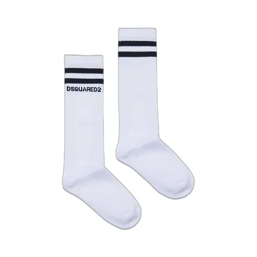 Dsquared2 Kids Logo Intarsia-Knit Striped Mid-Calf Socks