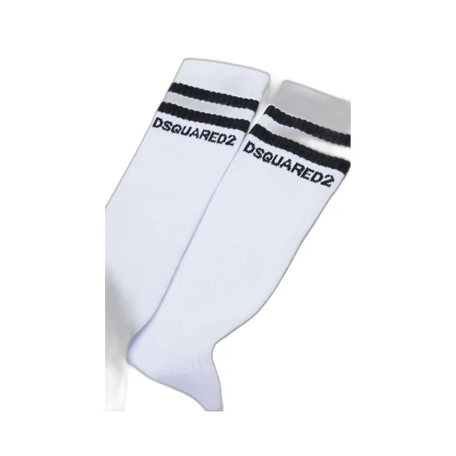 Dsquared2 Kids Logo Intarsia-Knit Striped Mid-Calf Socks