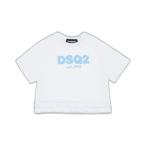 Dsquared2 Kids Logo-Printed Crewneck Ruffled T-Shirt
