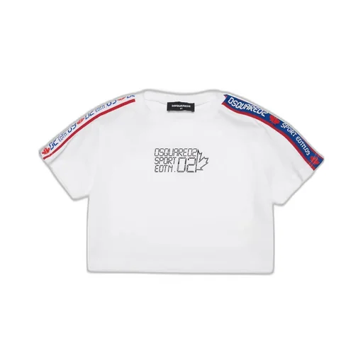 Dsquared2 Kids Logo-Tape Cropped Crewneck T-Shirt