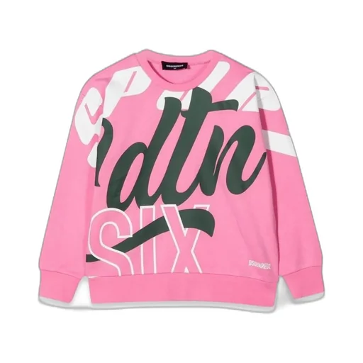 Dsquared2 Kids Allover Writing Printed Crewneck Sweatshirt