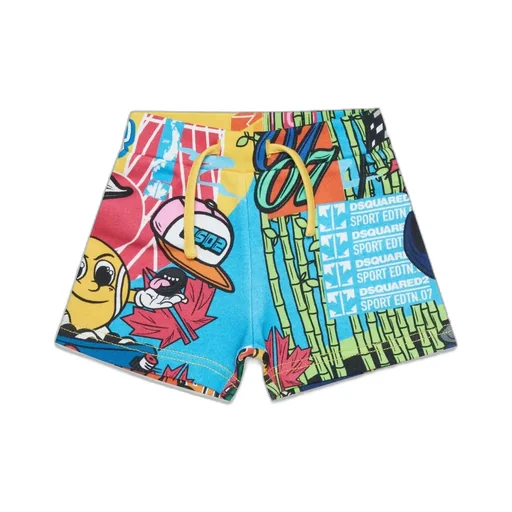 Dsquared2 Kids Graffiti Patterned Drawstring Shorts