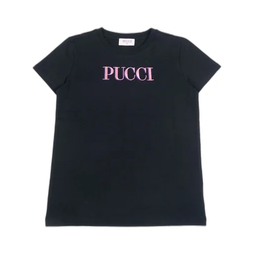 Emilio Pucci Junior Logo Embroidered Crew Neck T-Shirt