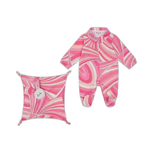 Emilio Pucci Junior Abstract-Printed Button-Up Babygrow