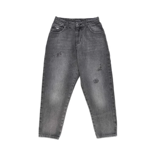 Emporio Armani Kids Faded Distressed Tapered Jeans