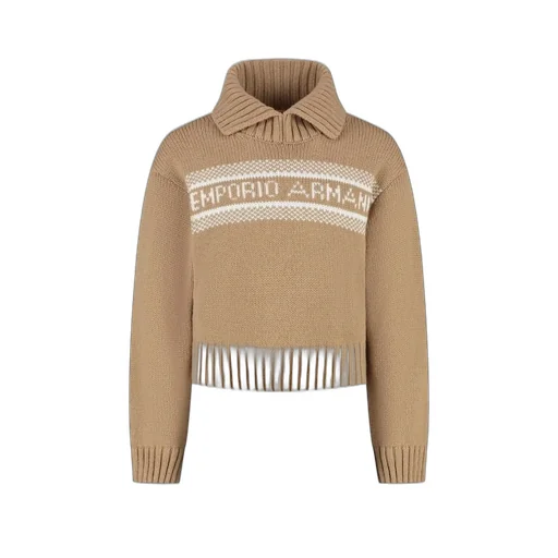 Emporio Armani Kids Logo Intarsia-Knit Polo Jumper