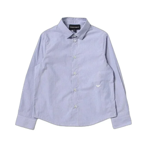 Emporio Armani Kids Curved Hem Logo Embroidered Shirt