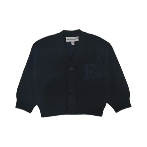 Emporio Armani Kids Logo Jacquard V-Neck Cardigan