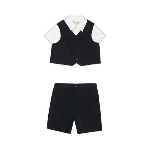Emporio Armani Kids Logo Detailed Checked Shorts Set