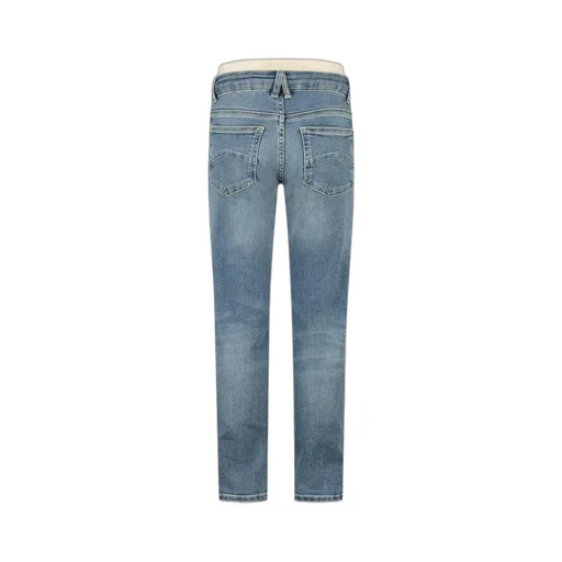 Emporio Armani Kids Logo-Waistband Whiskered Jeans