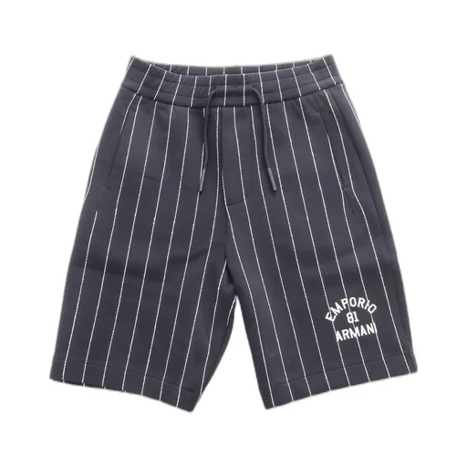 Emporio Armani Kids Logo Embroidered Striped Shorts