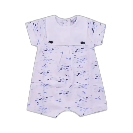 Emporio Armani Kids All-Over Fish Printed Crewneck Romper