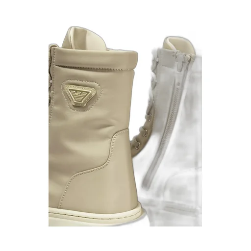 Emporio Armani Kids Logo Plaque Lace-Up Boots