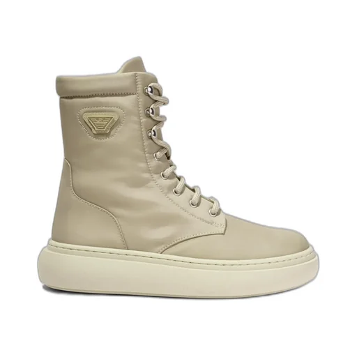 Emporio Armani Kids Logo Plaque Lace-Up Boots
