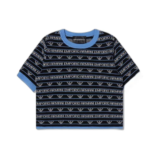 Emporio Armani Kids Logo Intarsia Short-Sleeve Jumper