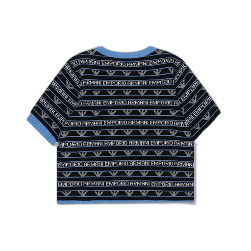 Emporio Armani Kids Logo Intarsia Short-Sleeve Jumper