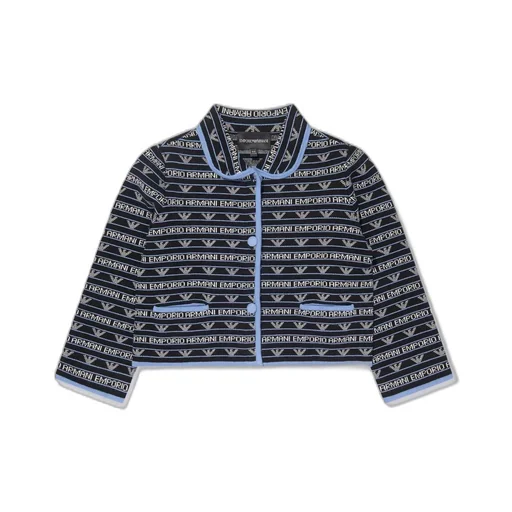 Emporio Armani Kids Logo Intarsia Cropped Jacket