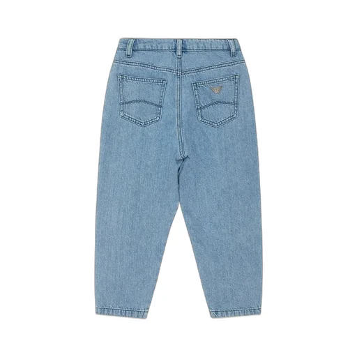 Emporio Armani Kids Logo Plaque Tapered Leg Jeans