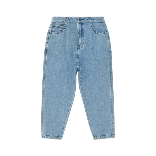 Emporio Armani Kids Logo Plaque Tapered Leg Jeans