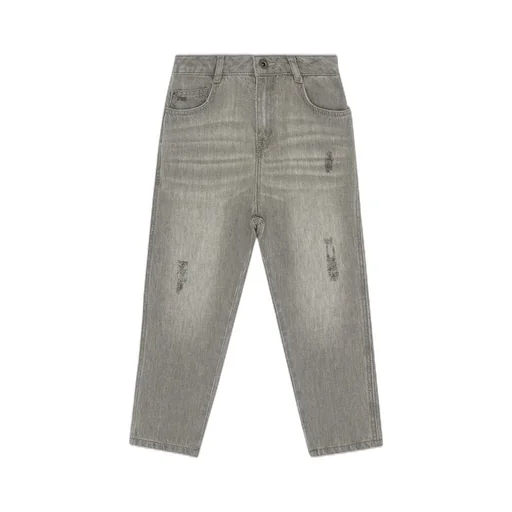 Emporio Armani Kids Logo Plaque Tapered Leg Jeans