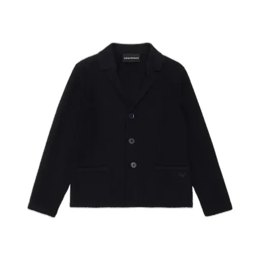 Emporio Armani Kids Logo Embroidered Waffle-Knitted Blazer