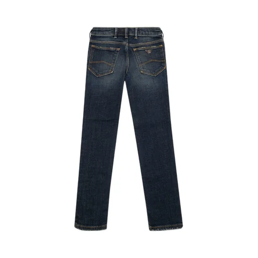 Emporio Armani Kids Logo Plaque Distressed Jeans