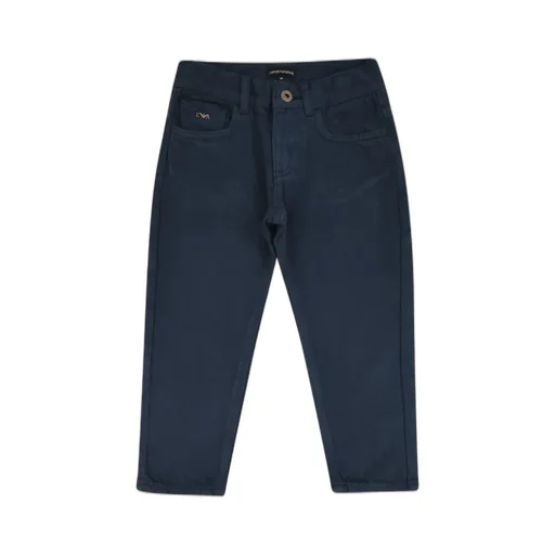 Emporio Armani Kids Logo Plaque Straight Leg Twill Chinos