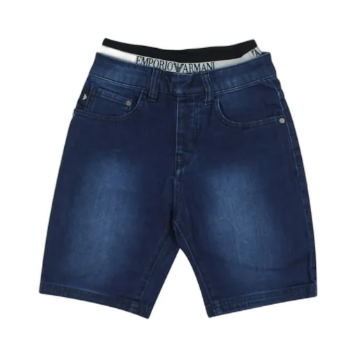 Emporio Armani Kids Layered Waist Denim Shorts
