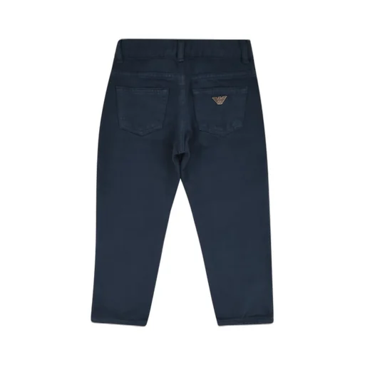 Emporio Armani Kids Logo Plaque Straight Leg Twill Chinos
