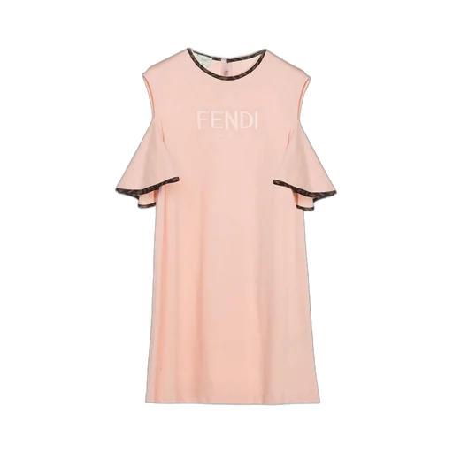 Fendi Kids Ruffle Detailed Crewneck Dress