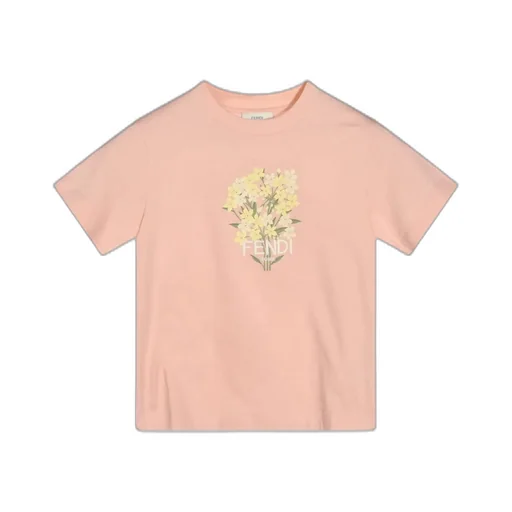 Fendi Kids Logo-Embroidered Floral Printed T-Shirt