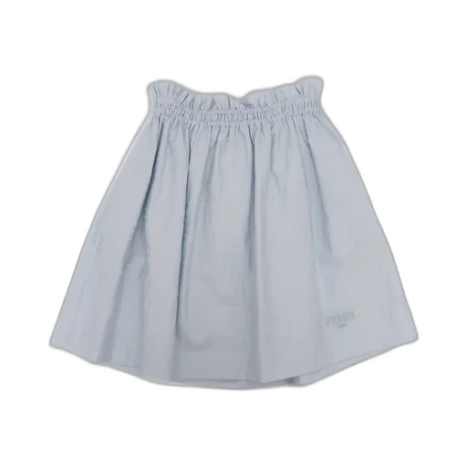 Fendi Kids Logo Embroidered Ruffled Waist Skirt