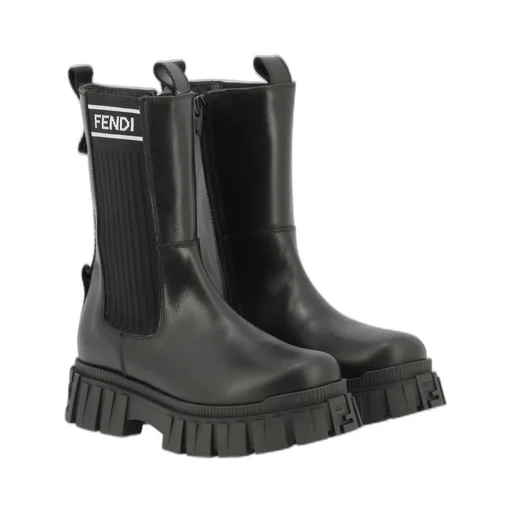 Fendi Kids Logo Detailed Chunky Boots