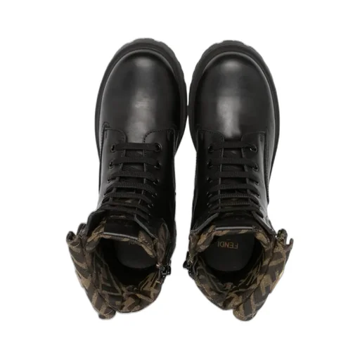 Fendi Kids Biker Ff Lace-Up Boots
