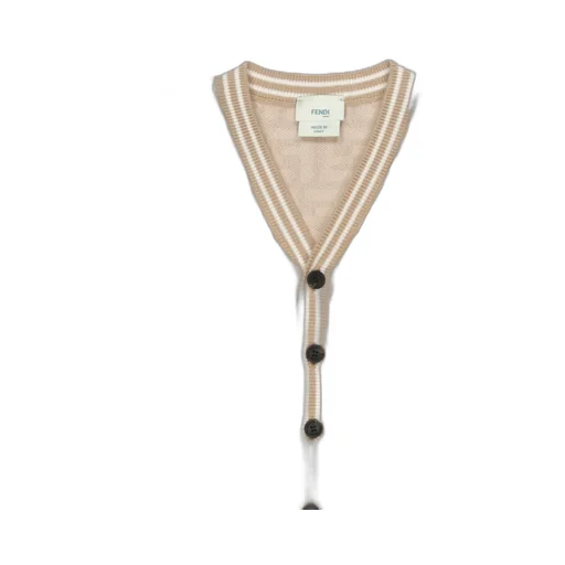 Fendi Kids Logo Intarsia V-Neck Cardigan