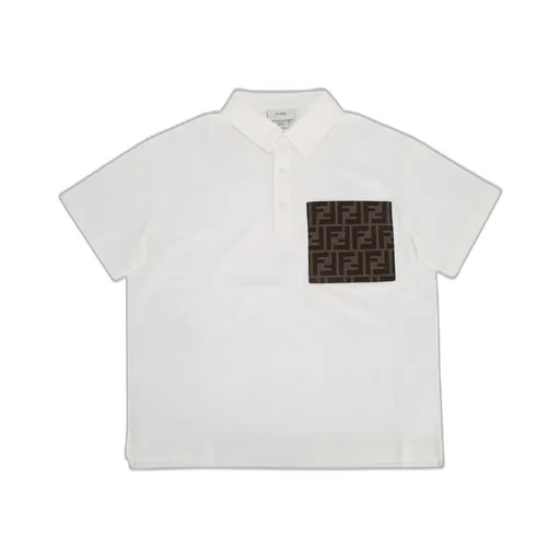 Fendi Kids Ff Logo Jacquard Polo Shirt