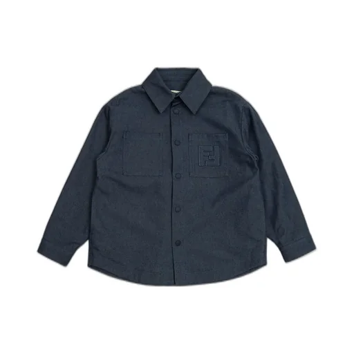 Fendi Kids Logo Embroidered Curved Hem Shirt